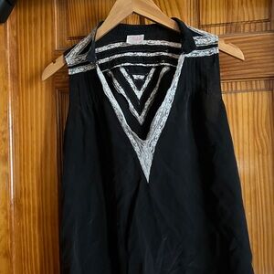 Parker Black Top with White Lace Accents